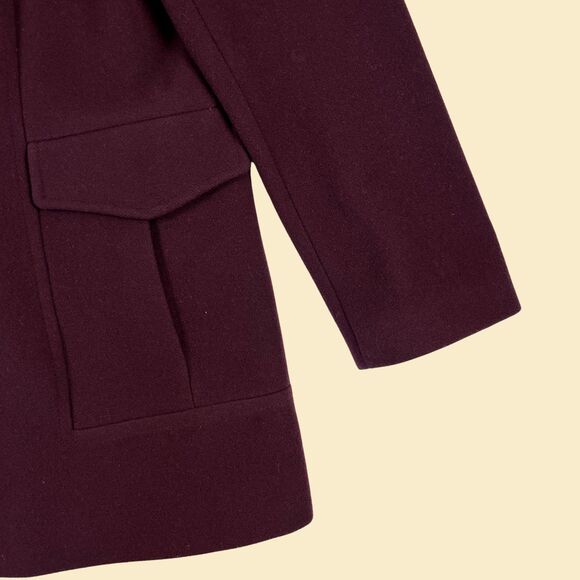 90s/Y2K wool purple trench coat, size M vintage womens jacket by Preston & Yorke - Picture 7 of 9